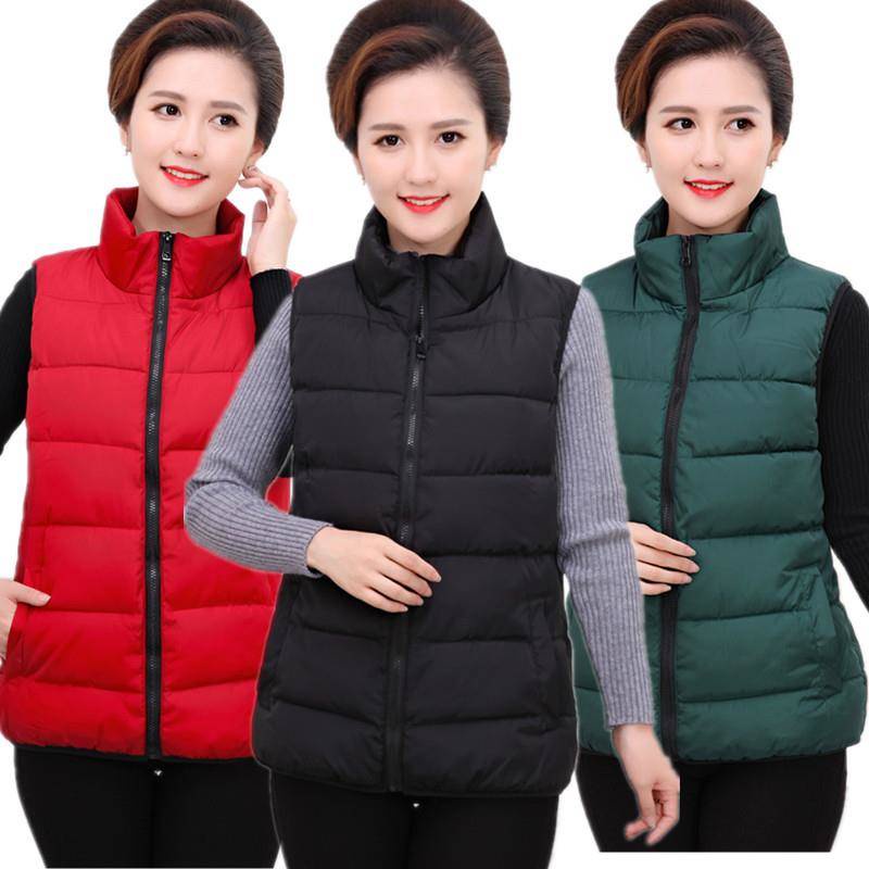 Áo vest cotton cổ đứng cỡ lớn cho người già thu đông mẫu mới cho người trung niên và cao tuổi