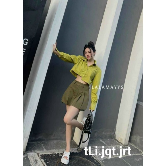 💥Sơ Mi Thô Croptop Tay dài