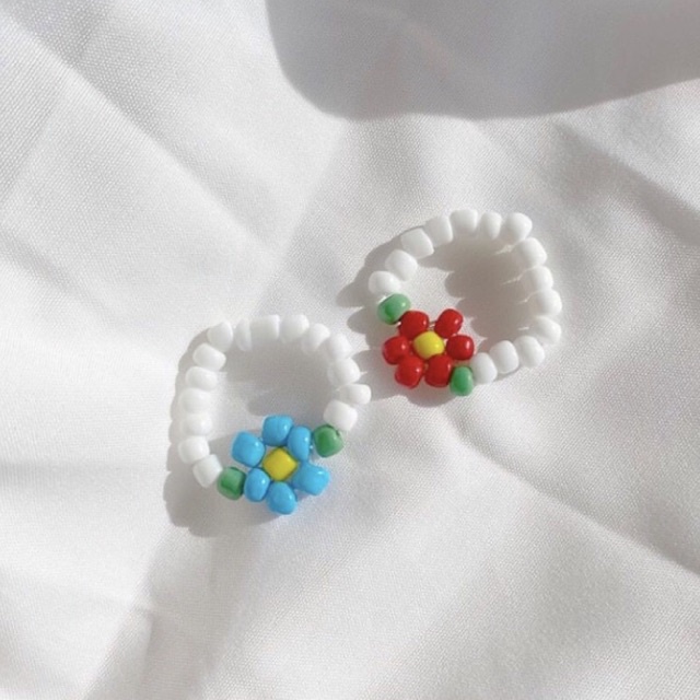 Nhẫn Hạt Cườm Hoa Màu Pastel Baby Dễ Thương
