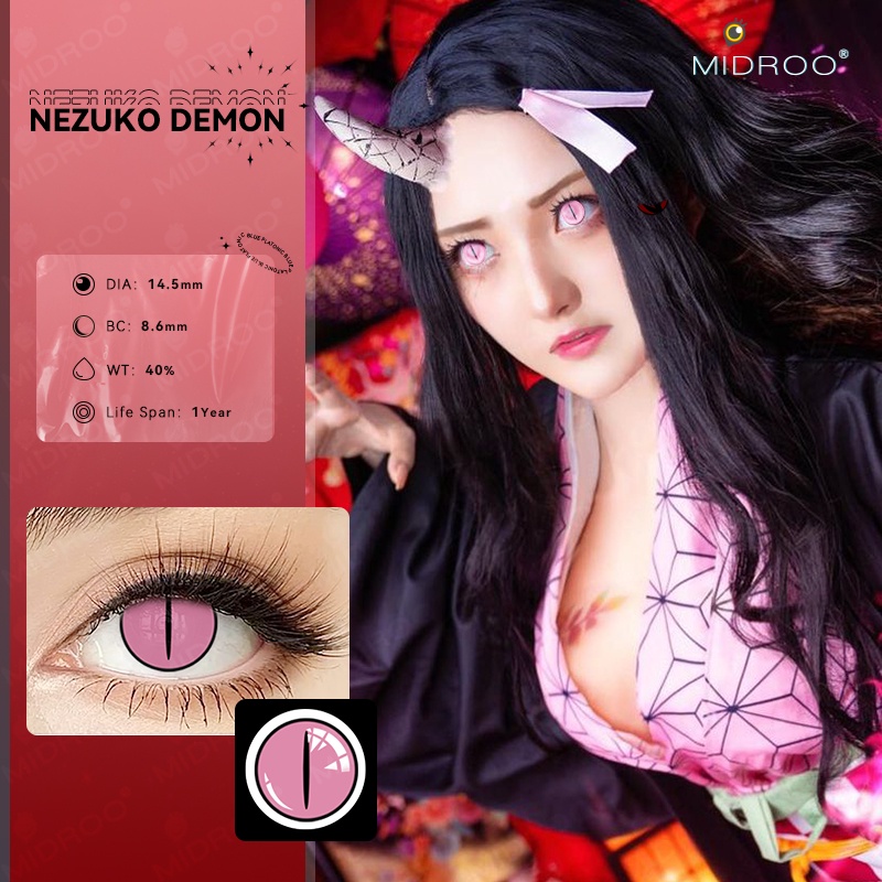 1 Cặp Kính Áp Tròng 14.5mm 0 Độ Mềm Mại In Hình Anime Demon Slayer