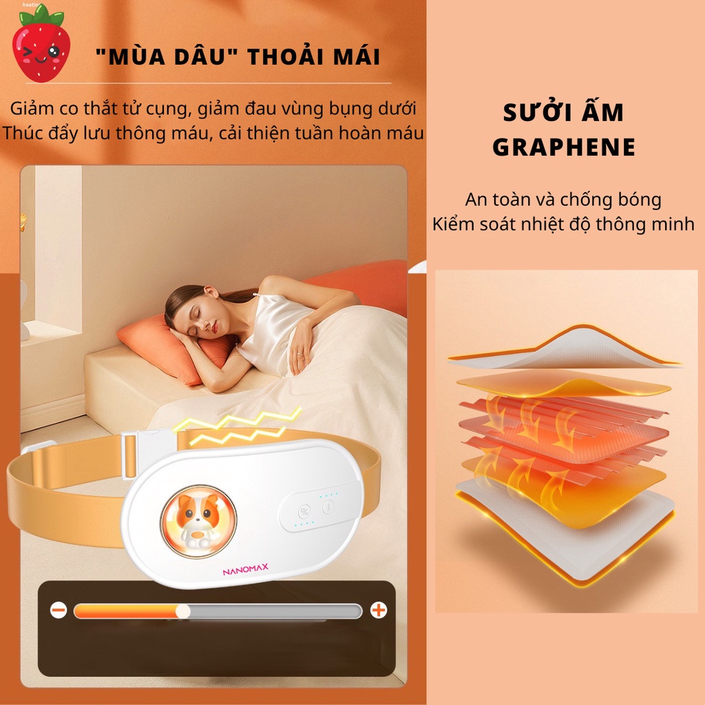 Máy Massage Làm Ấm Nanomax Giảm Đau Bụng Kinh Nguyệt, Giúp Lưu Thông Tuần Hoàn Máu, Giảm Cơn Đau Tới Tháng Cho Phụ Nữ