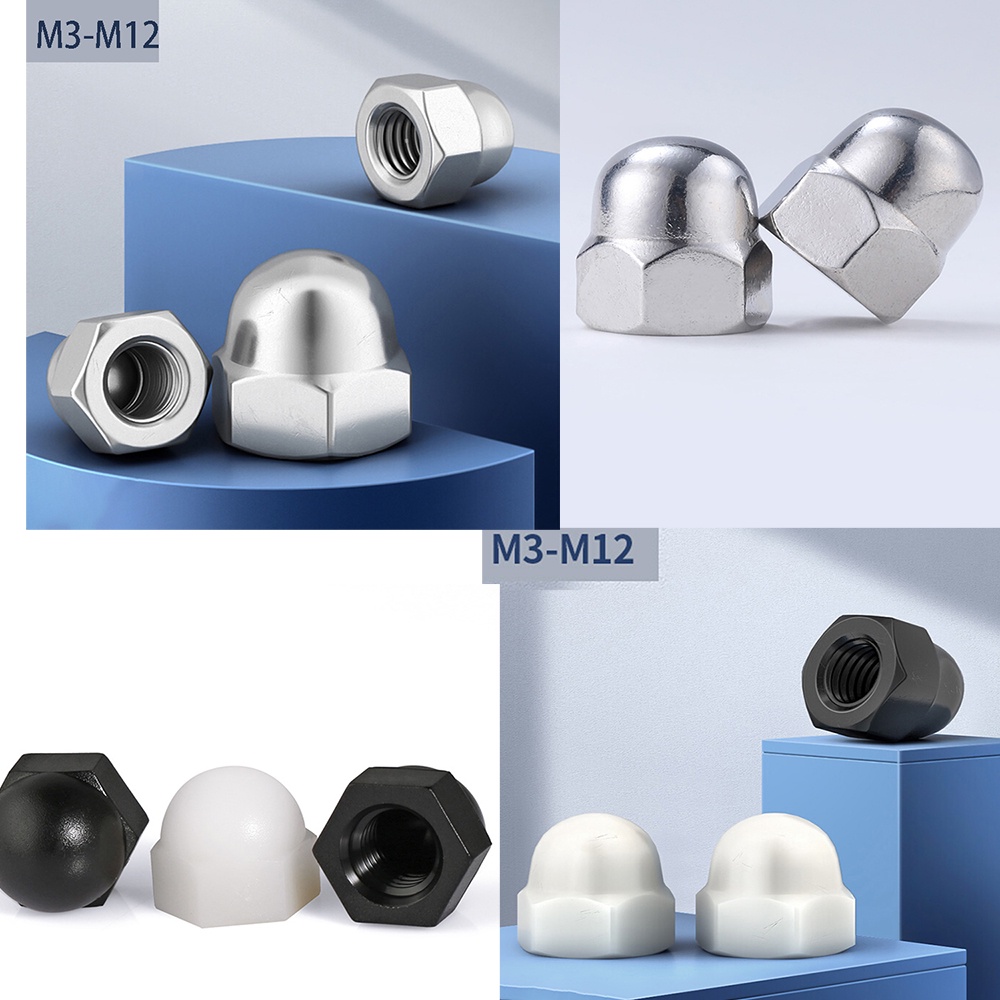 M3-M12 đai ốc đầu Tròn 304 Thép Không Gỉ/đen/Trắng đai ốc Nhựa đai ốc Khóa