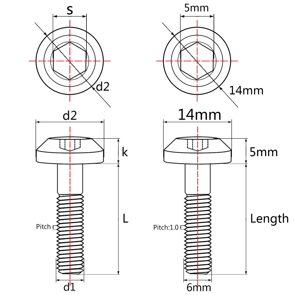 Bu lông WANYIFA M6x12 15 20 25 30 35mm tùy chọn lục giác titan dành cho phanh xe đạp