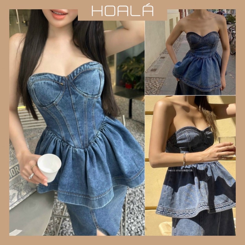 Áo Jean Kiểu Cúp Ngực Form Xoè Phong Cách A248