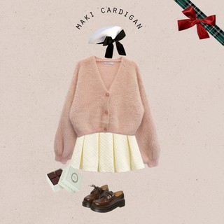 Bleubird áo len lông cổ chữ v maki cardigan