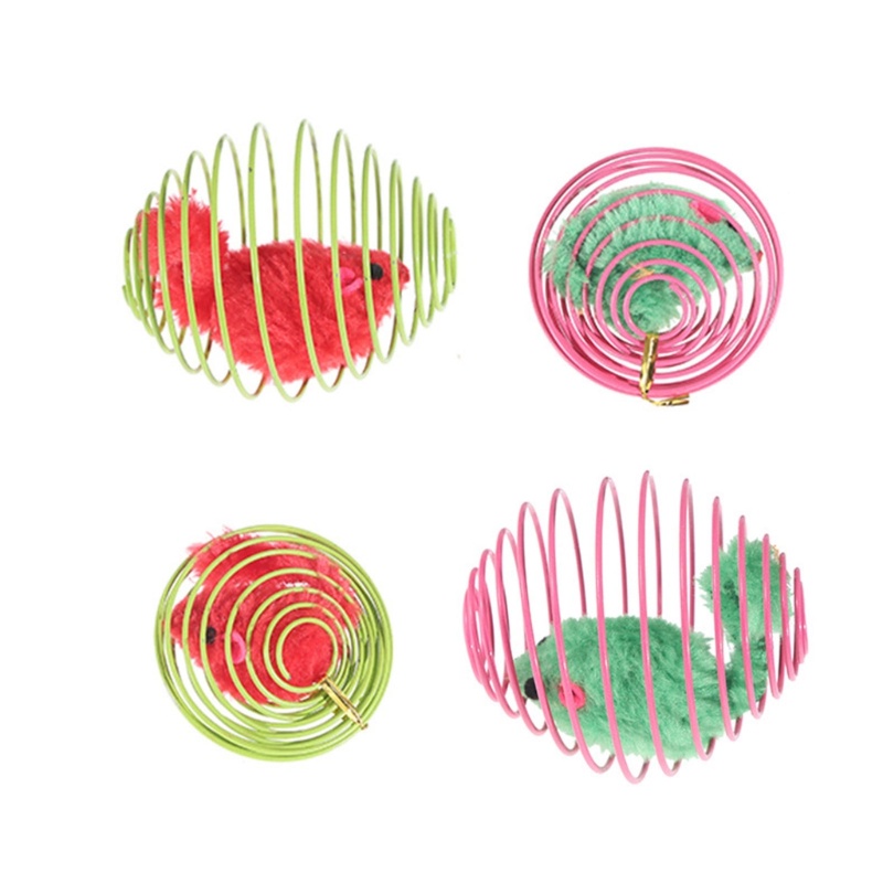 Đồ Chơi Quả Bóng Đính Chuột Bông Dây Sắt Tương Tác Với Mèo Cưng