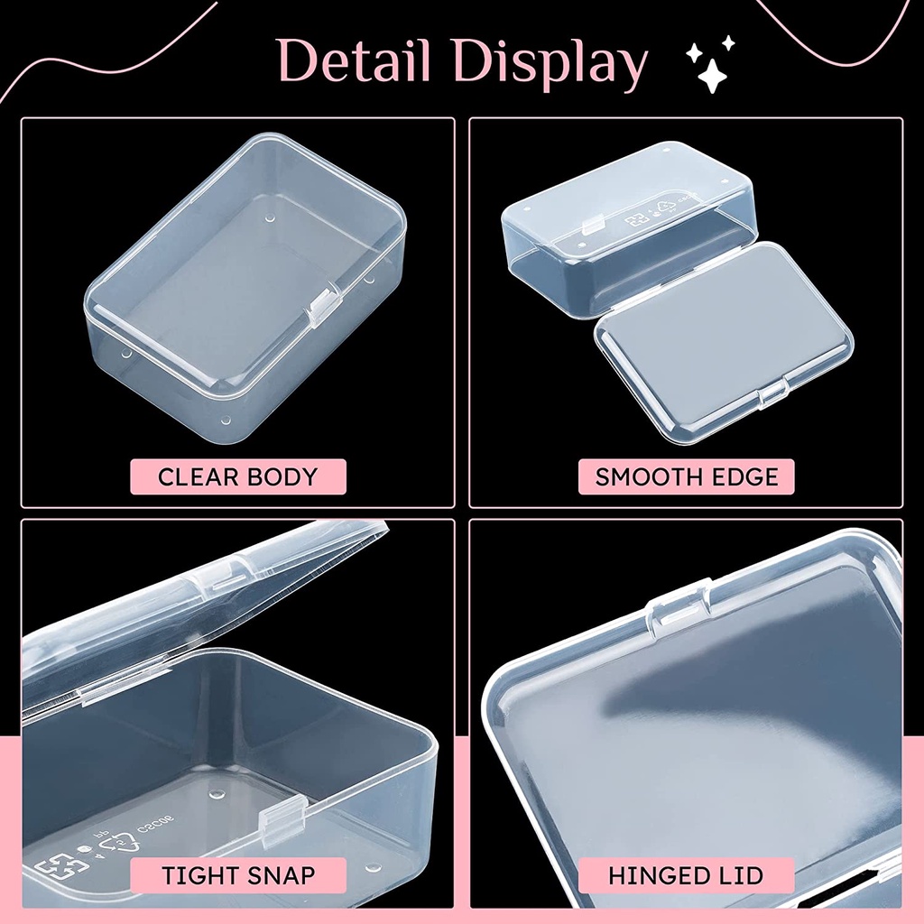 Set 6 Hộp Nhựa Mini Trong Suốt Đựng Trang Sức Ốp