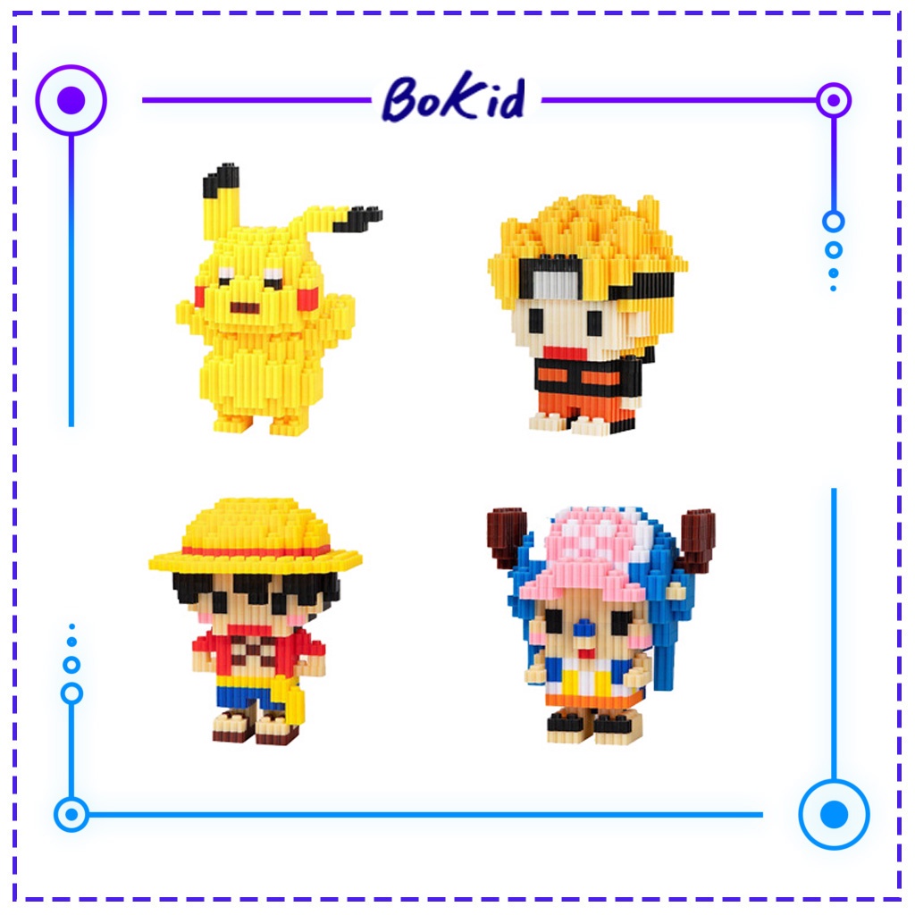Khối Lego xếp hình nhân vật Anime hoạt họa Onepice, Naruto, Pokemon dễ thương giúp bé phát triển trí tuệ