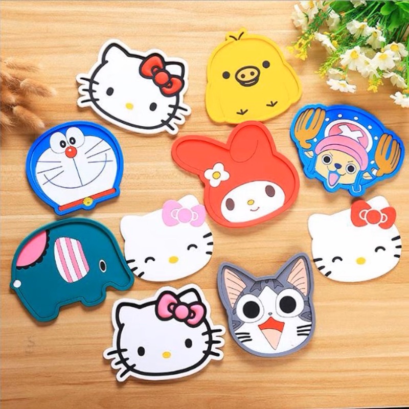 Lót ly silicon hoạt hình Doremon HelloKitty
