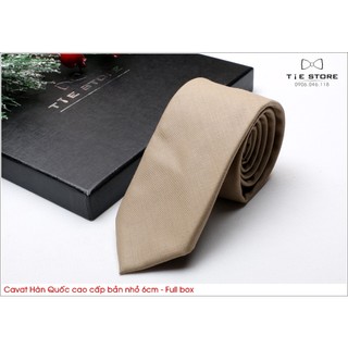 Cavat Chú rể màu kem nhạt, công sở, kiểu dáng Hàn Quốc cao cấp bản nhỏ 6cm - Tie store