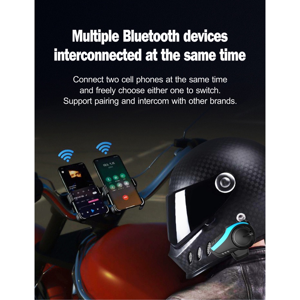 Mũ Bảo Hiểm Tích Hợp Liên Lạc Điện Đàm Hysnox HY-02 2KM 6 Riders 5.0 Bluetooth Và Đài FM Radio VS Freedconn T max / Freed