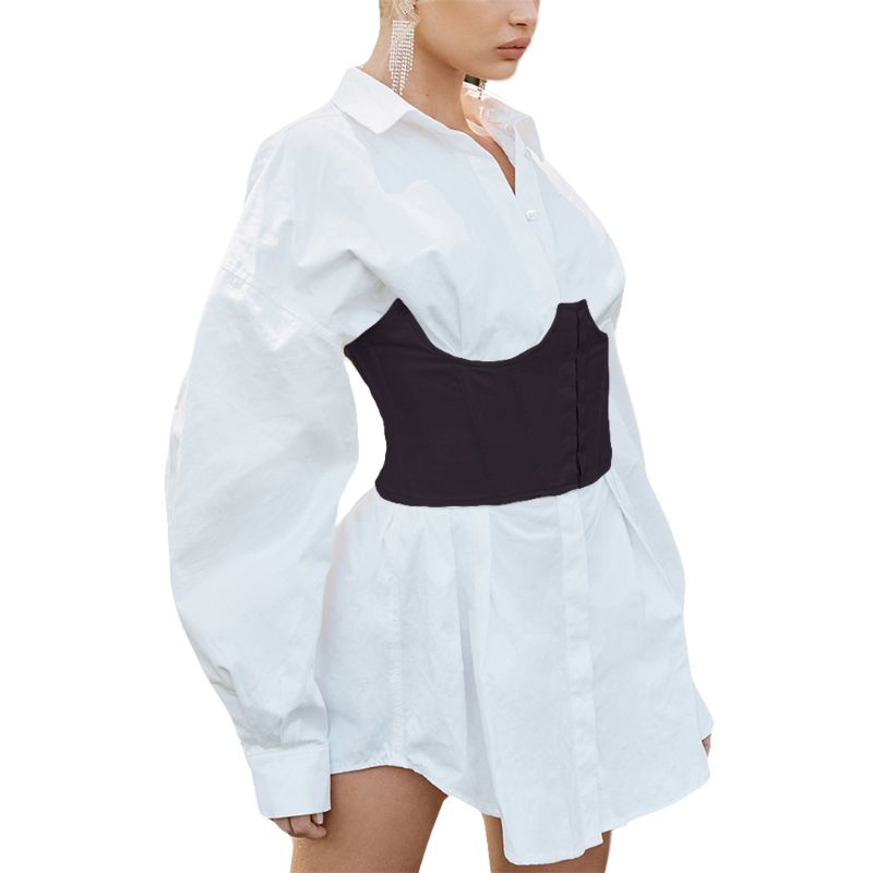 Đầm Tay Phồng Cổ Chữ V Dáng Rộng Phối Nút Thời Trang Cho Nữ