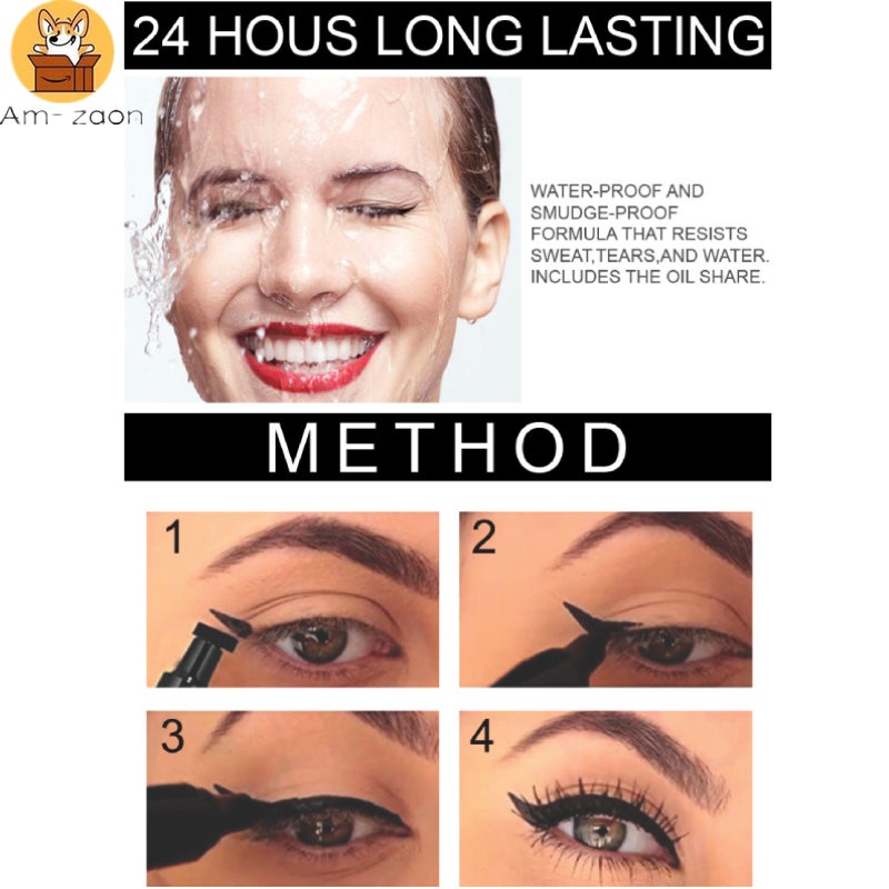 Bút Kẻ Mắt 2 Trong 1 Màu Đen Nhanh Khô Chống Thấm Nước Lâu Trôi