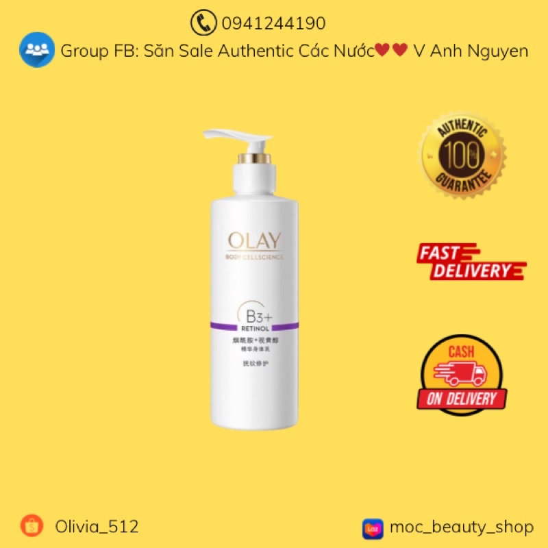 Dưỡng thể trắng da Olay B3 + Retinol