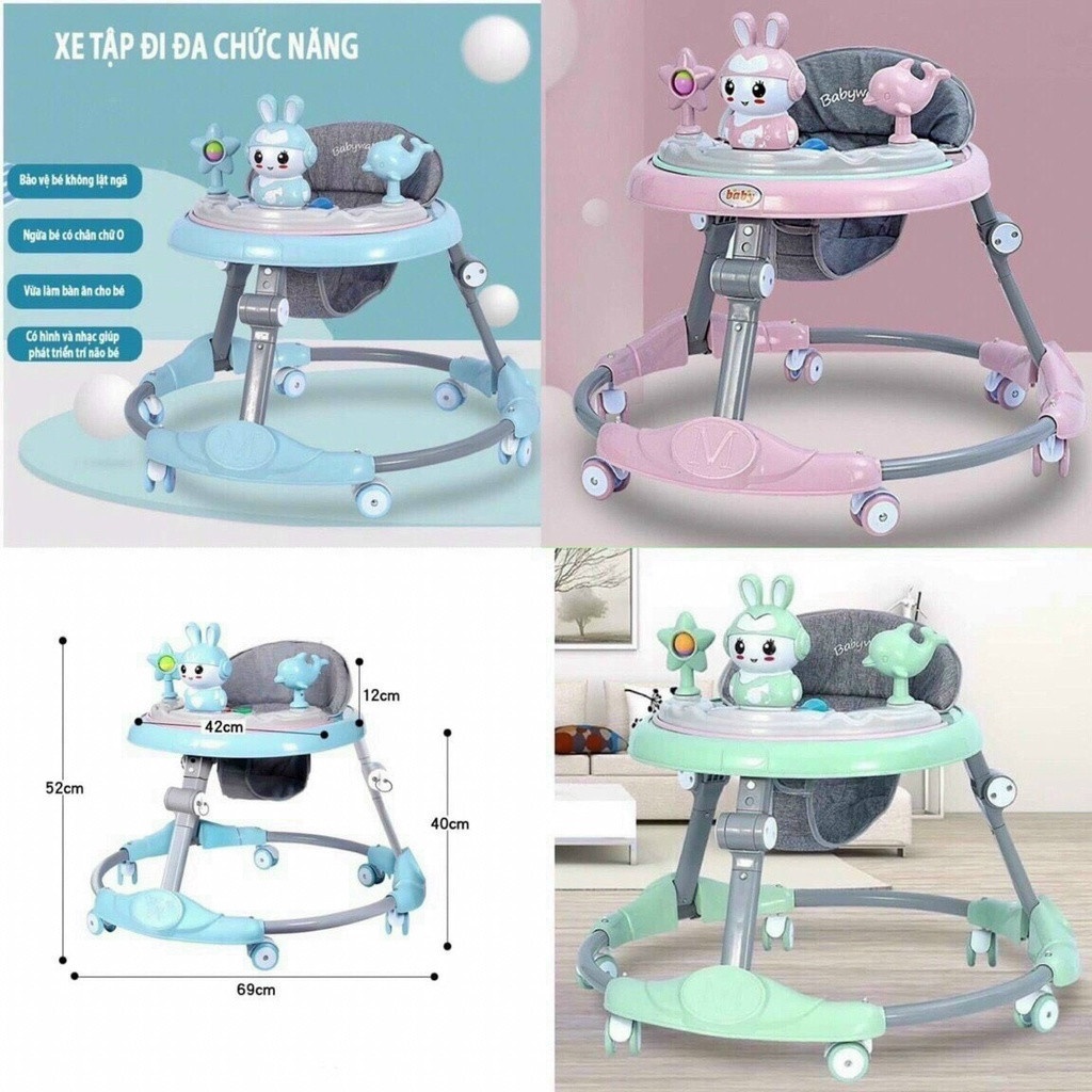 Xe tròn tập đi đa năng có nhạc cho bé