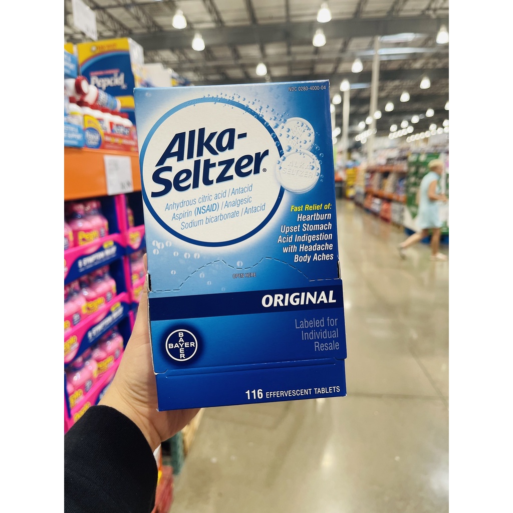 Viên sủi Mỹ đau dạ dày đầy hơi sình bụng ợ chua Alka Seltzer Mỹ 116 viên