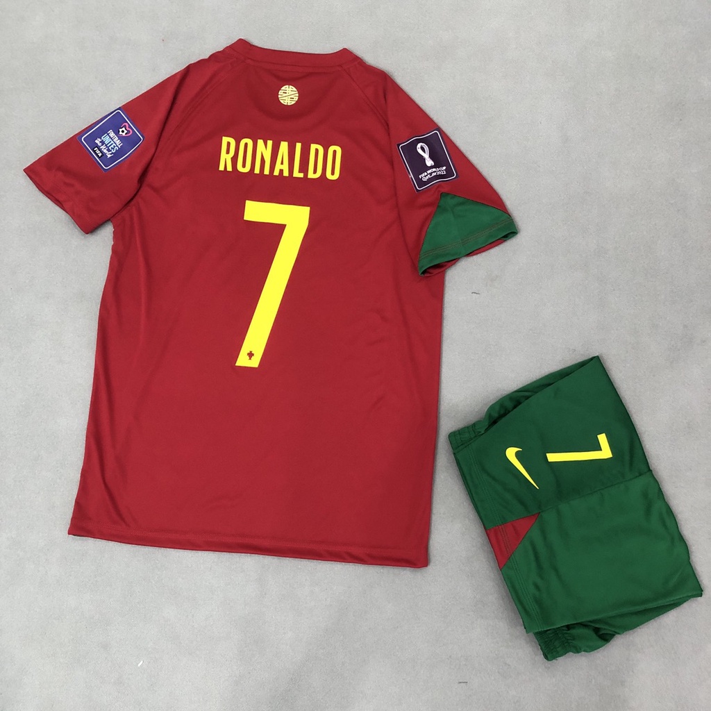 Bộ Quần Áo Ronaldo Tuyển Bồ Đào Nha Bđn Đỏ Sân Nhà Wc22 | Shopee Việt Nam