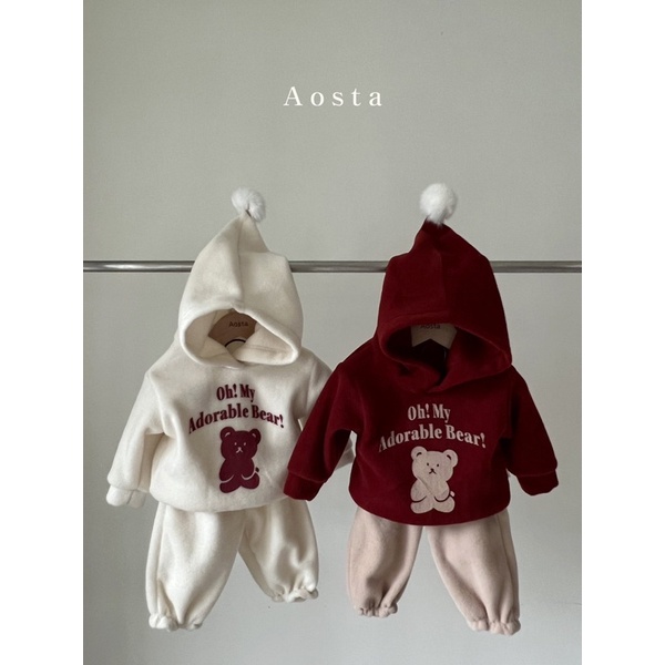Áo hoodie mũ quả bông cho bé hãng Aosta Hàn Quốc