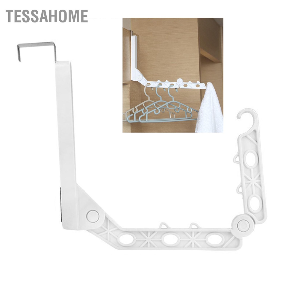 TessaHome Móc Treo Cửa Gấp Với 5 Lỗ Có Thể Thu Vào Trên Giặt Quần Áo Giá Tiết Kiệm Không Gian Tổ Chức Màu Trắng