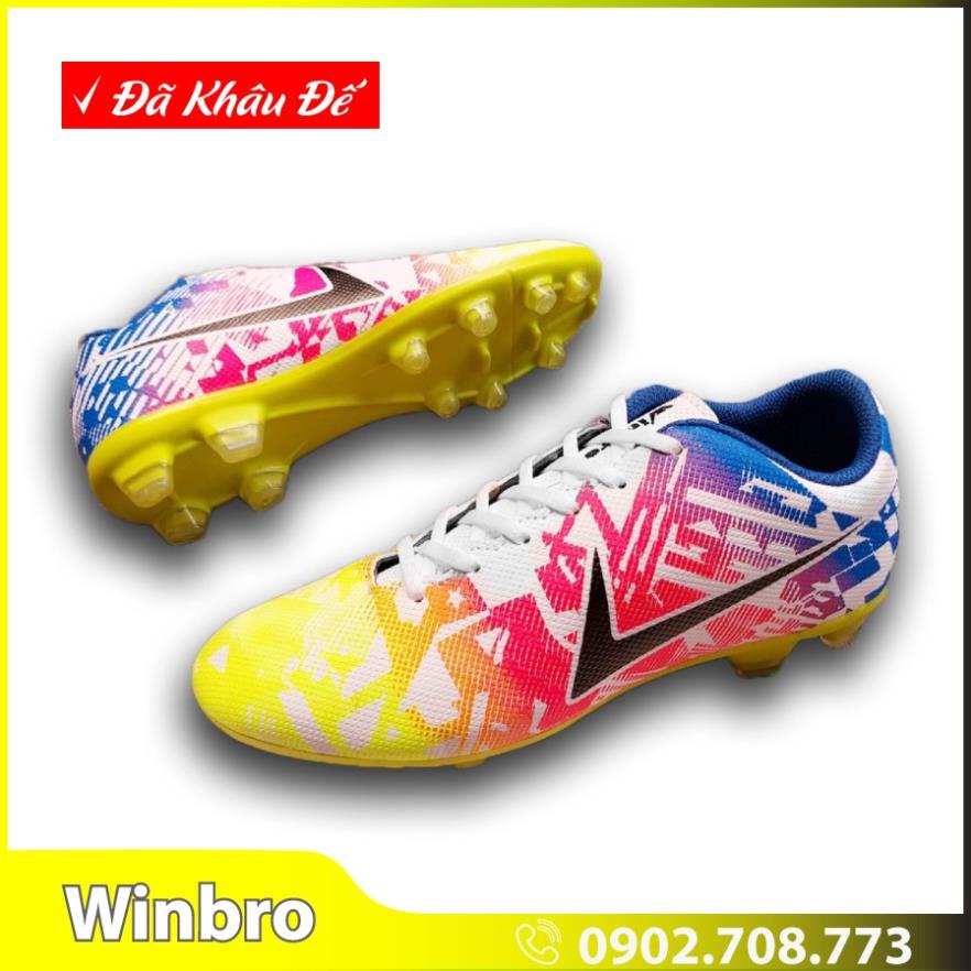 Giày Đá Bóng Winbro Đinh Lớn Sân Cỏ Tự Nhiên - Giày Đá Banh Móng Cao Đá Sân 11 Người Đa Sắc 2021 t
