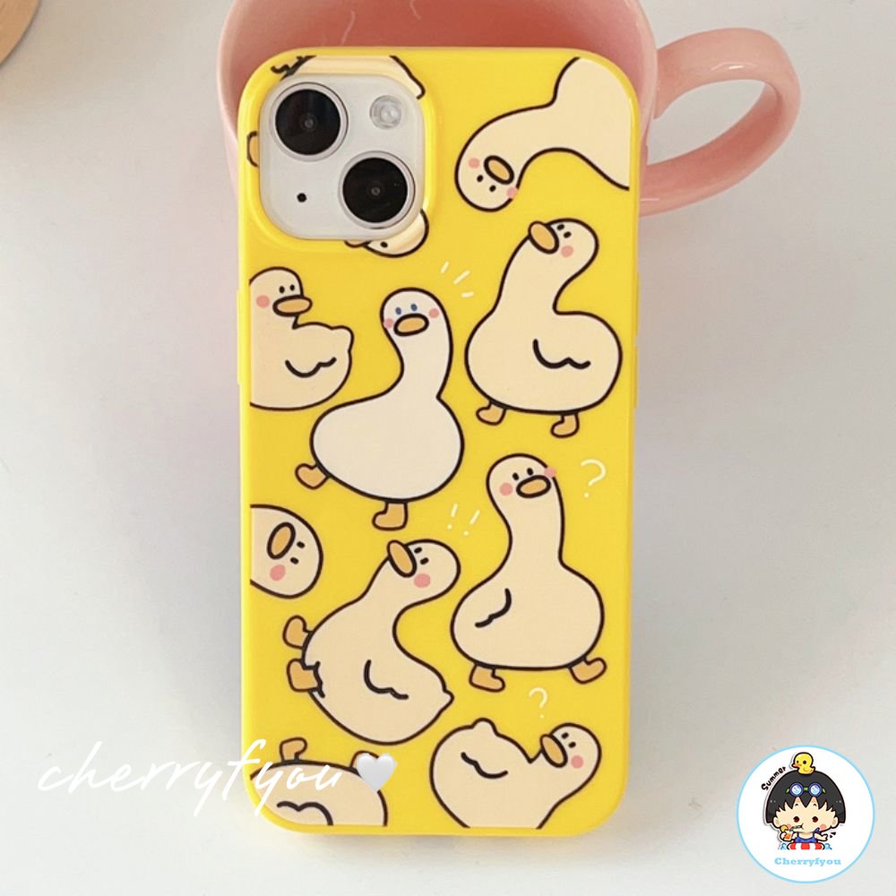 Ốp Điện Thoại TPU Mềm Bóng In Hình Vịt Dễ Thương Chống Nước Cho IPhone 14 13 12 11 Pro Max XS XR 8 7 Plus