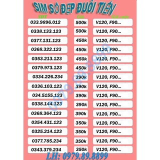 Sim số đẹp đuôi tiến