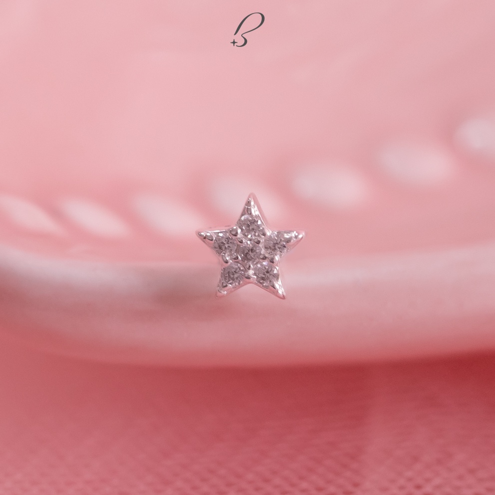 Bông tai bạc nữ BLINGIT hình ngôi sao phong cách trang sức khuyên tai bạc 925 Ý cao cấp thiết kế dễ thương BIBT494