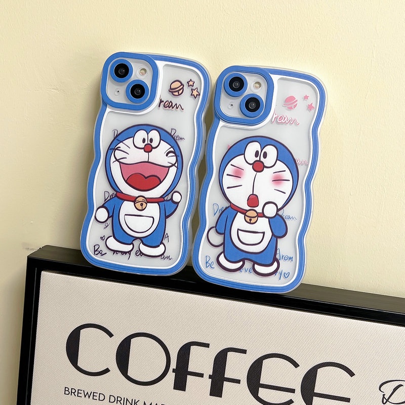 Waves Edge Casing Samsung Gaaxy A73 A53 A52 A52S A33 A32 A13 A22 Lte A02 A12 A03 A03S A02S A11A31 A51 A71 A50 A50S A30S A20 A30 A21S M11 M12 M02 M22 M32 4G 5G Cute Cartoon Doraemon Fine Hole Clear Airbag Edge Shockproof Protection Soft Phone Case HNB 01