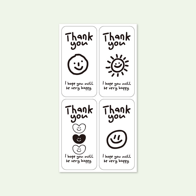 TD71_Tem dán chữ _ STICKER " Thank you" << SIZE 3X6CM, 100 TEM/XAP_ STICKER NIÊM PHONG HỘP GIẤY