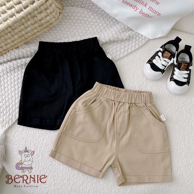 Bộ đồ Polo cho bé trai bé gái basic đồ đồi đồng phục BERNIE áo trắng quần short đen chân váy xếp ly bé 8-30kg