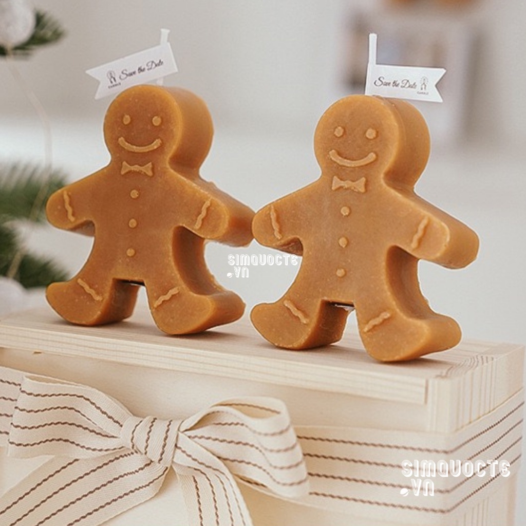 Nến thơm thư giãn không khói hình bánh cookie đường nâu trang trí Giáng Sinh Noel 2022