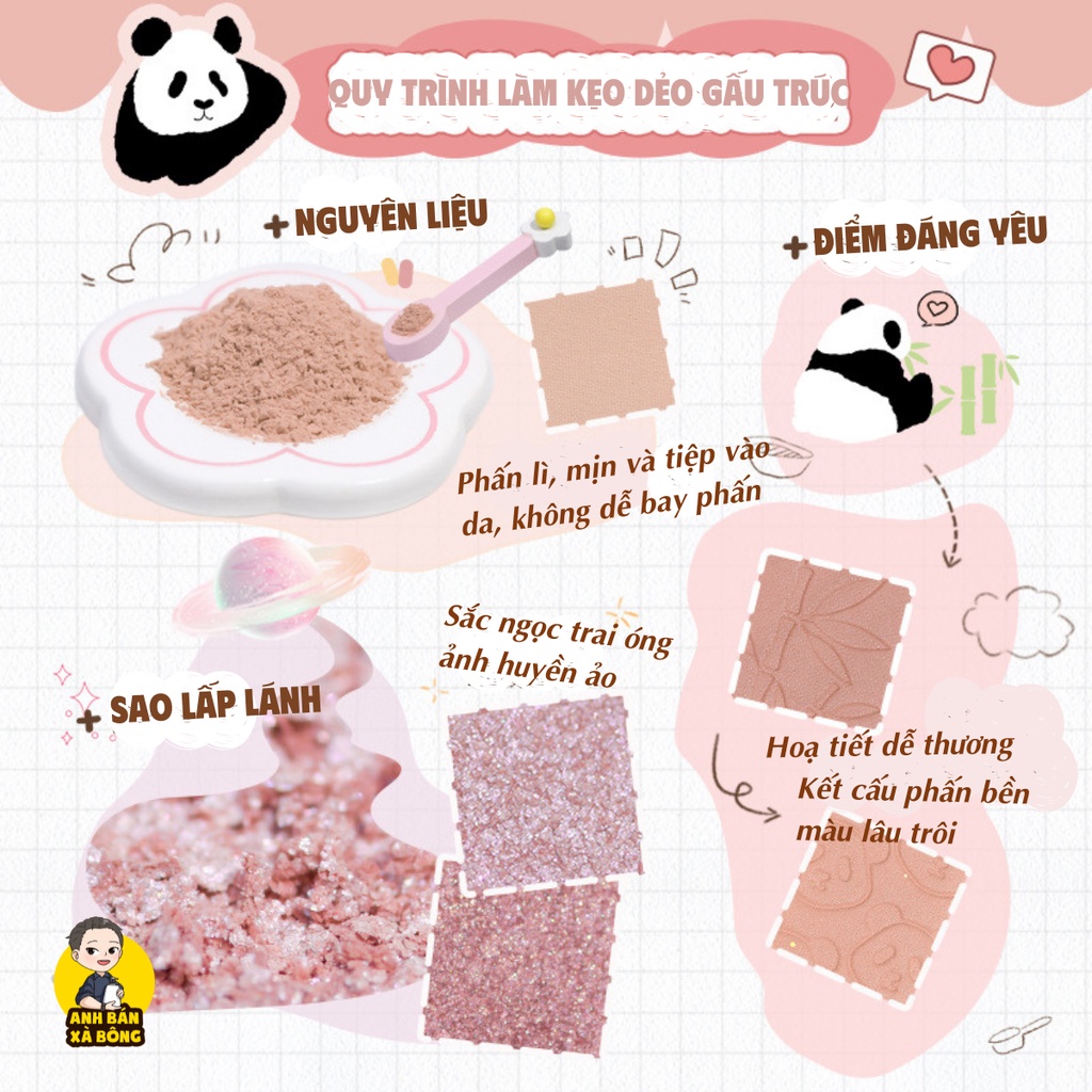 Bảng Phấn Mắt 5 Ô Màu Nhũ Lì COLOR SCHOOL 5-Color Little Panda Soft Mist Eyeshadow Palette CS033