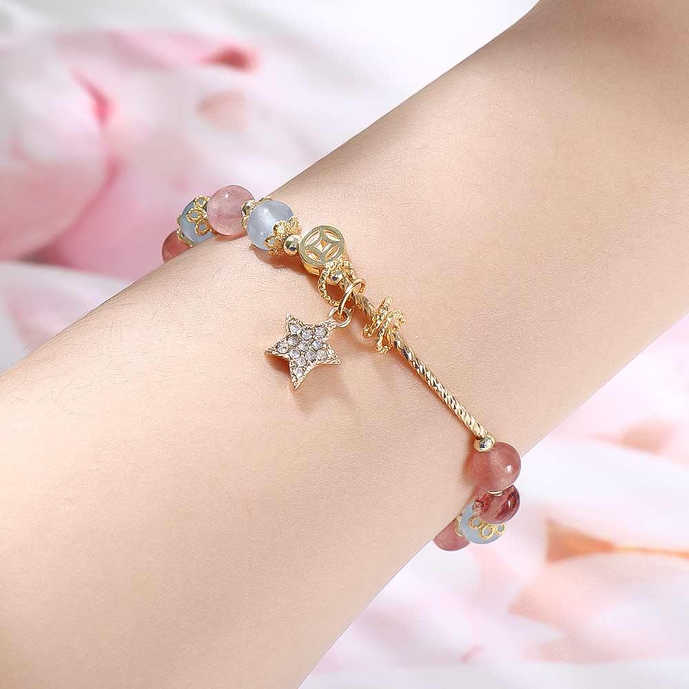 Vòng Tay Mặt Hình Ngôi Sao Ngọt Ngào Thời Trang Thanh Lịch Phong Cách Hàn Quốc Cho Nữ