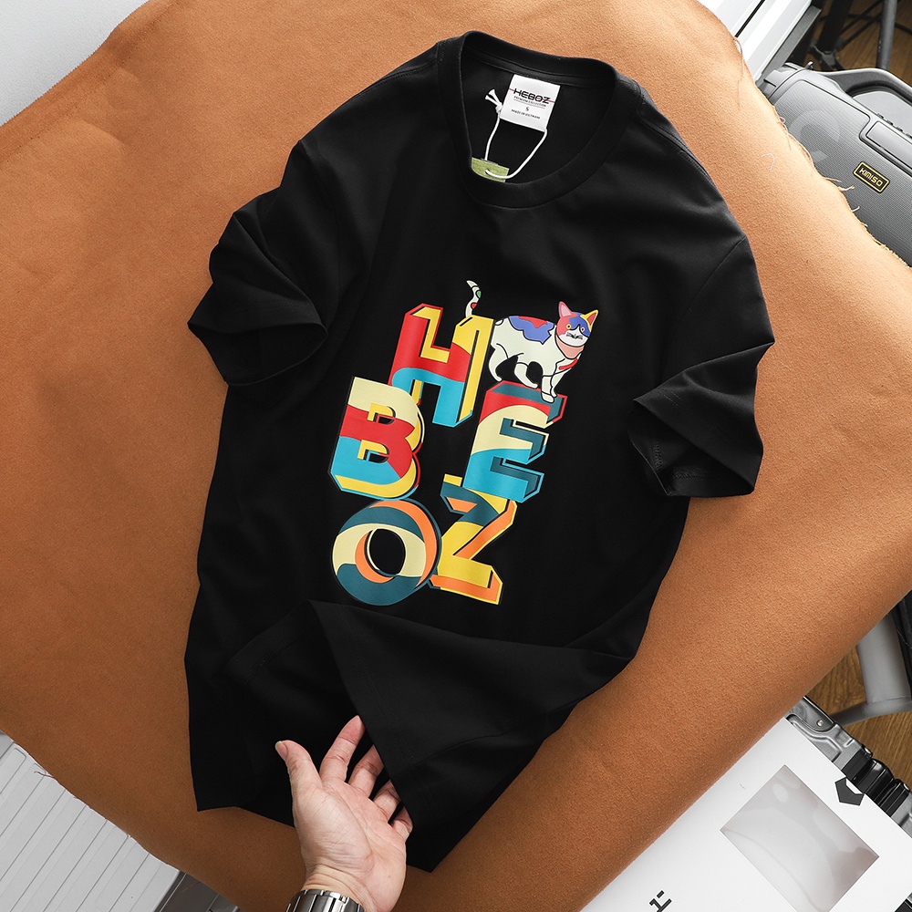 Áo thun nam cổ tròn cat color Heboz 2M chất vải cotton 4 chiều cao cấp - 00001365