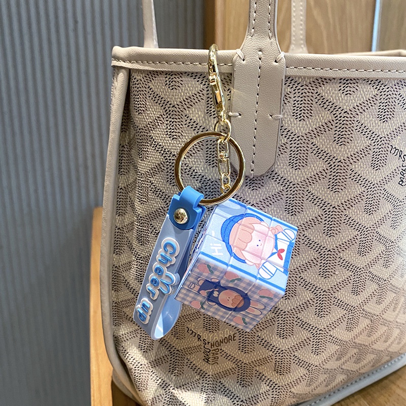 Móc Khóa Hình Khối Rubik Mini Hoạt Hình Dễ Thương