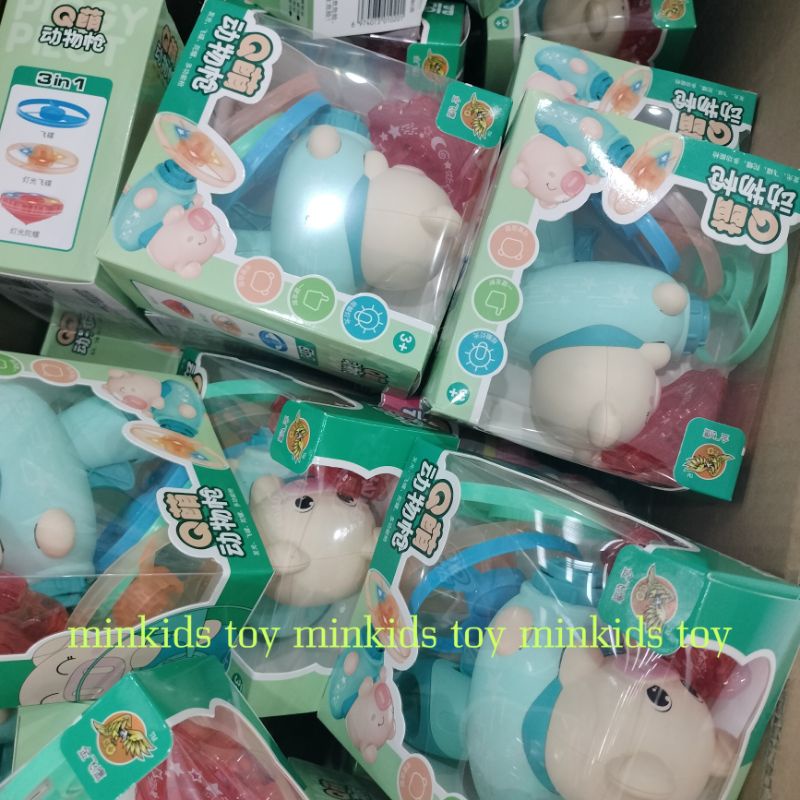 Đồ Chơi Súng Bắn Chong Chóng Kèm Con Quay Đĩa Bay Phát Sáng Mẫu Xanh Và Hồng