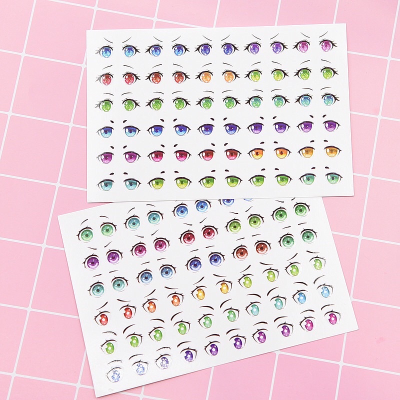 Decal nuớc hình dán mắt chibi làm figure
