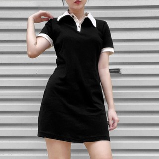 Đầm váy Polo phối cổ trắng chất liệu cotton cao cấp
