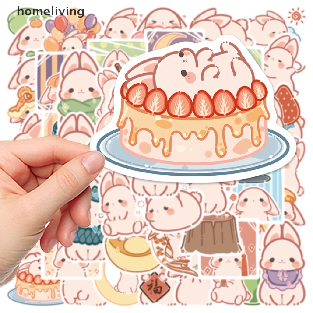Bộ 50 Miếng Dán Trang Trí Hành Lý / Guitar Hình Thỏ Hoạt Hình Kiểu Nhật Bản Dễ Thương