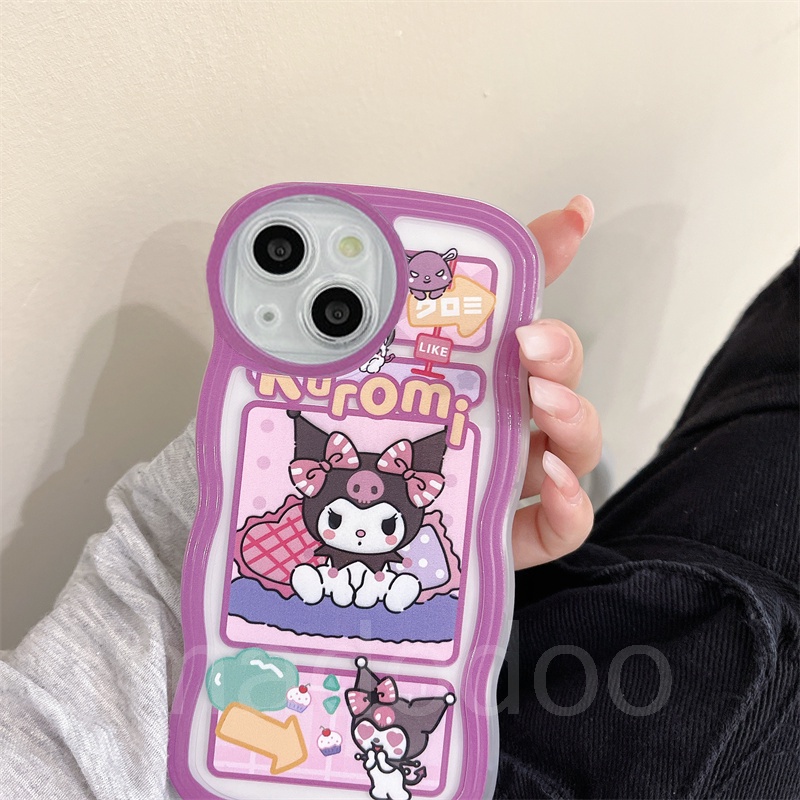 Clear Casing Realme C53 C55 C30S C33 C31 C35 Narzo 50A 50i Prime C21 C21Y C25Y C20 C11 2020 2021 C17 9Pro+ 5G 9 10 4G 8 7i 5 5i 5s 6i 6 C2 C1 3 2 Pro U1 Cute Cartoon Kuromi Waves Edge Round Fine Hole Airbag Shockproof Soft Phone Case Cover BW 21