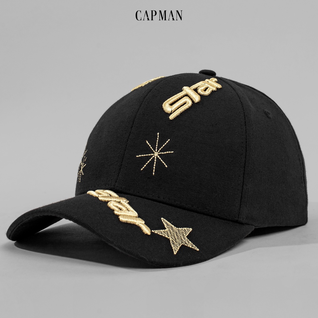 Mũ lưỡi trai màu đen thêu ngôi sao CAPMAN CM08
