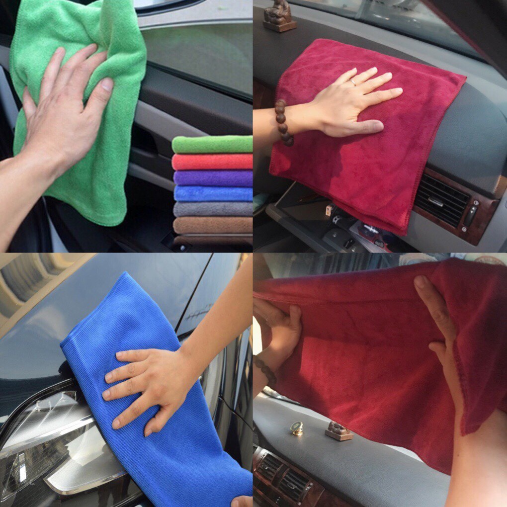 Khăn Lau Ô Tô Xe Hơi Lau Kính Nội Thất Bếp Tay 2 Lớp Cao Cấp Siêu Sạch Siêu Thấm Hút-Khăn Microfiber Lau Rửa Xe đa năng