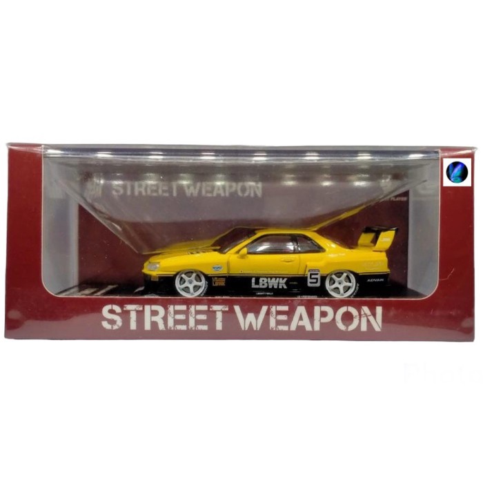 (Premium bánh cao su) Xe mô hình Street Weapon SW 1:64 Nissan Skyline ER34 LBWK Super Silhouette NO.