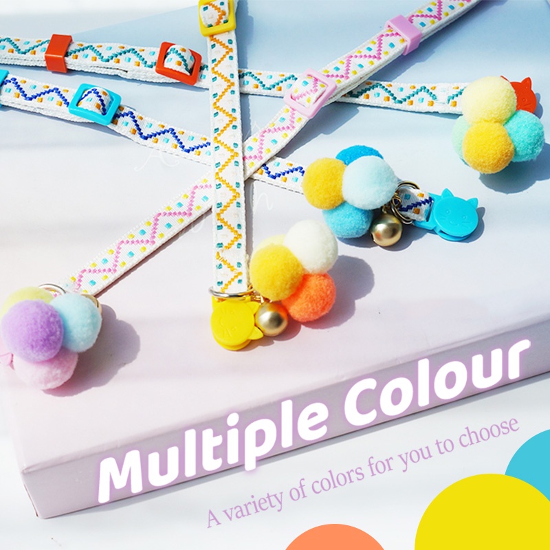 HamshMoc Vòng Cổ Nhẹ Mềm Mại Thoải Mái Bền Bỉ Có Chuông Và Bóng Lông Cho Thú Cưng