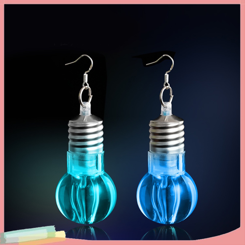 Đôi khuyên tai mạ bạc hình bóng đèn LED thời trang cho nữ