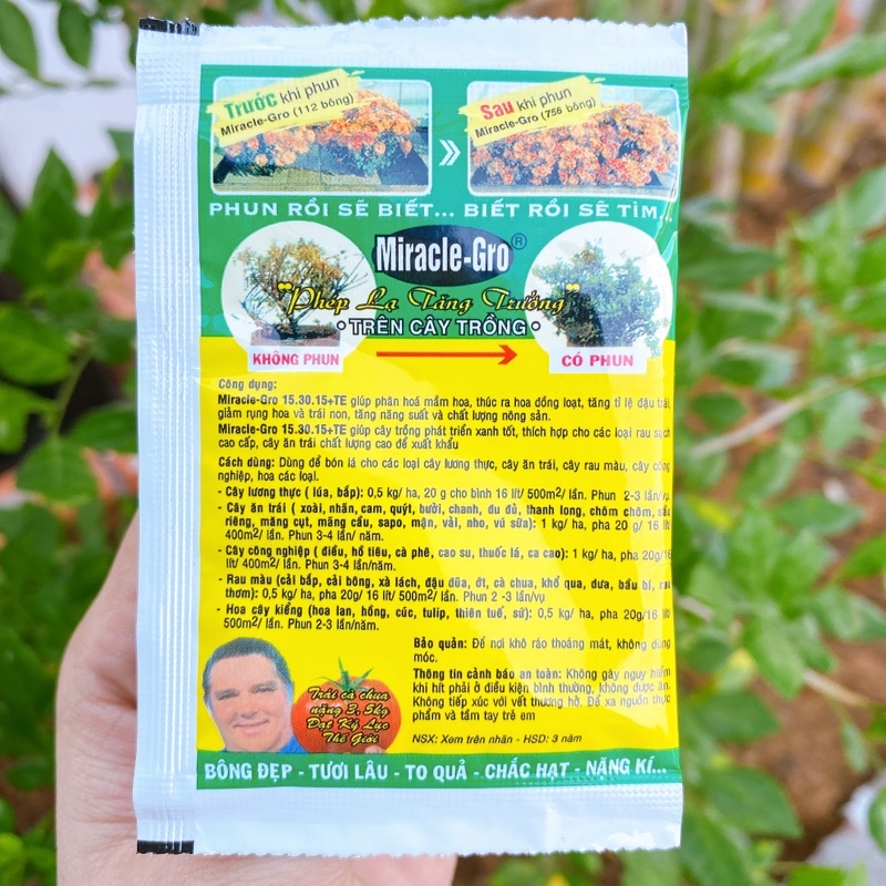 Phân Bón Lá 15-30-15 Miracle-Gro Gói 10g