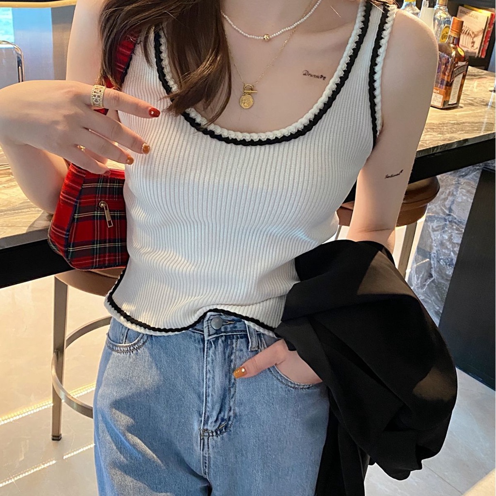 Áo Hai Dây Dệt Kim Thời Trang Mùa Hè Cho Nữ