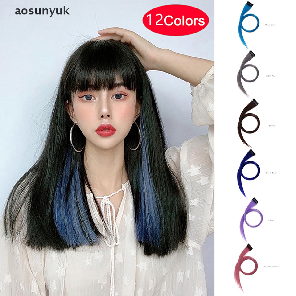 Aosunyuk Tóc Giả Xoăn Dài Vô Hình Màu Gradient Có Kẹp Tóc Giả