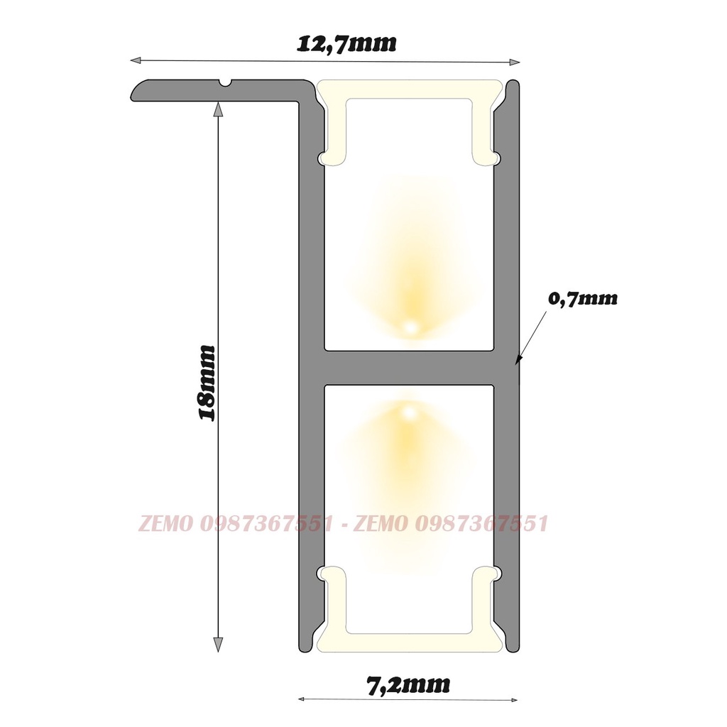 Thanh nhôm LED  GD040_Xám dài 3m