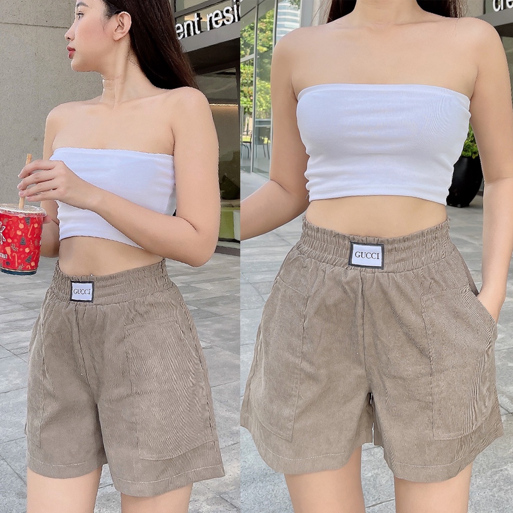 Quần short nữ lưng thun chất kaki nhung trẻ trung năng động thời trang CHIDO chuyên sỉ có sẵn SLL Q601515